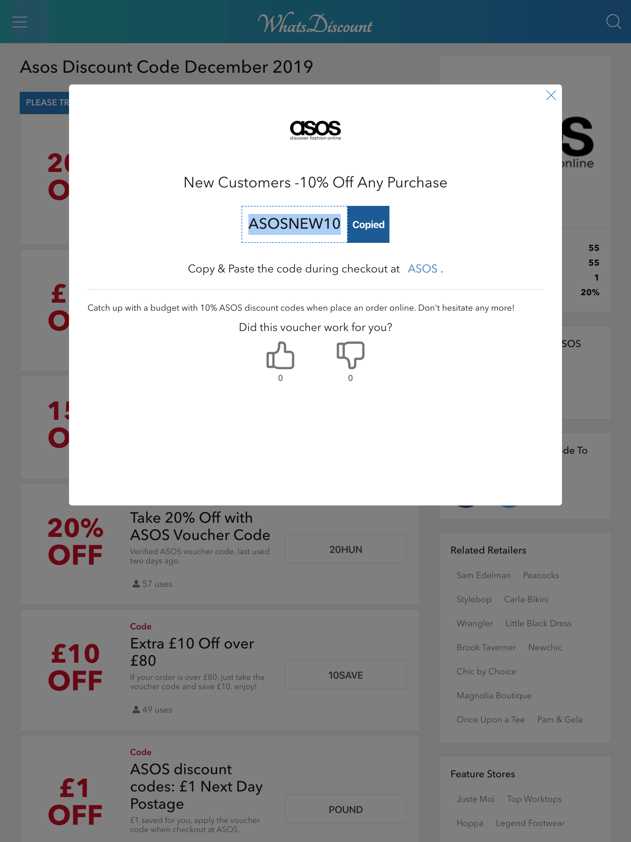 copy discount code for Asos